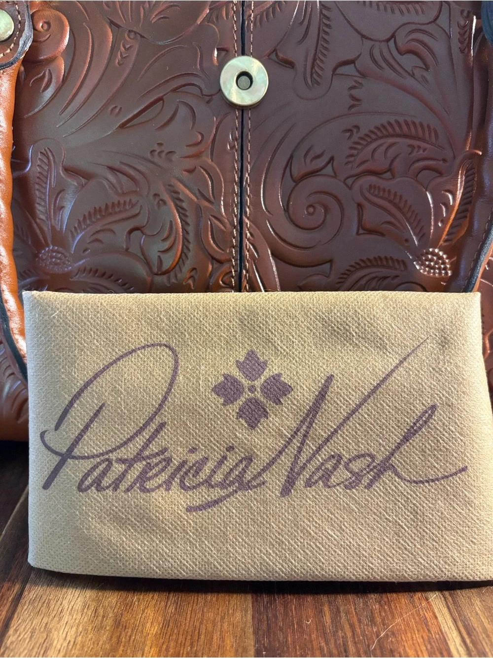 Patricia Nash Rienzo Florence tooled leather satchel floral bag